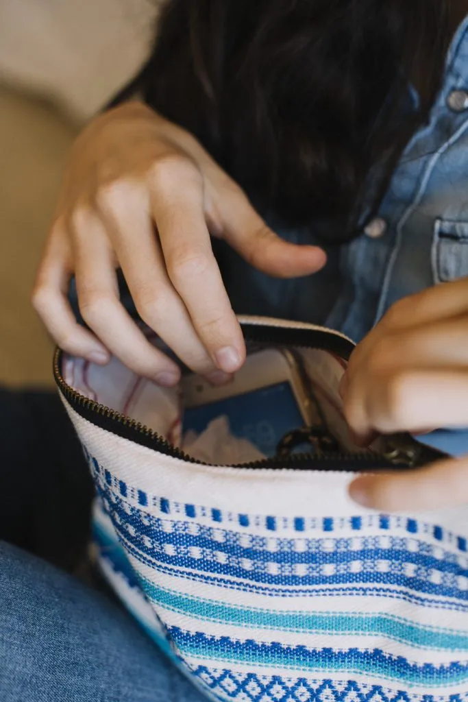 Bolso de mano de loneta - Étnico azul