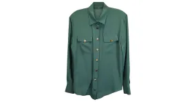 Camisa con botones Balmain en seda verde Verde oliva 