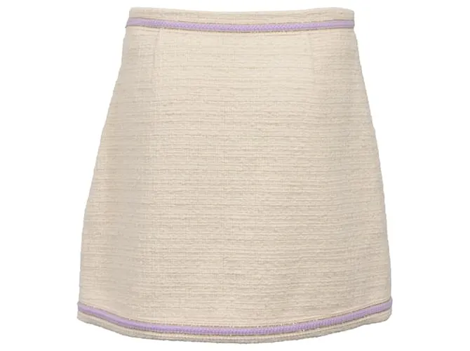 Falda Mini de Tweed Janessa de Maje en Algodón Blanco Crudo 