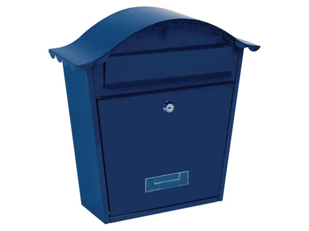 Mailbox Paris, wall-mounted, with nameplate, incl. 2 keys, dimensions (H x B x D) 37 x 26.5 x 13.2 cm, blue
