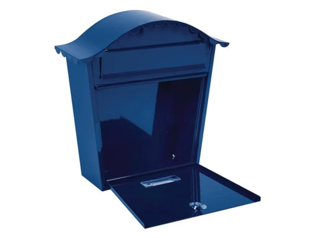 Mailbox Paris, wall-mounted, with nameplate, incl. 2 keys, dimensions (H x B x D) 37 x 26.5 x 13.2 cm, blue
