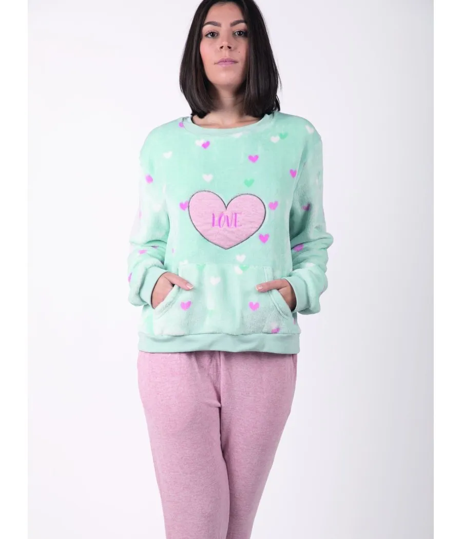 Pijama térmico mujer invierno Javier Golmar turquesa coralina