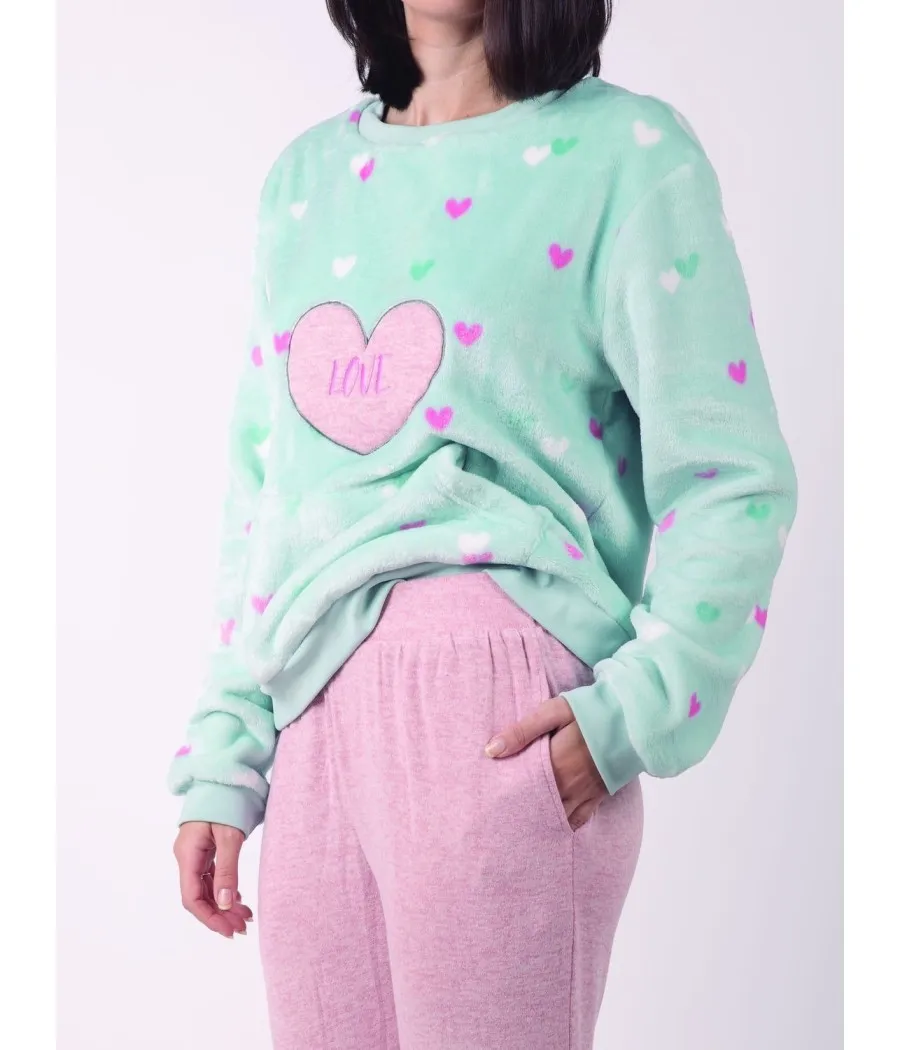 Pijama térmico mujer invierno Javier Golmar turquesa coralina
