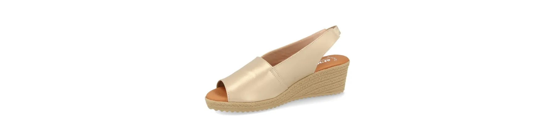 SANDALIAS DORADAS CUÑA MEDIA MUJER COMODAS MOD. MISEL DO