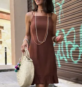 Vestido Irene Lino Marrón